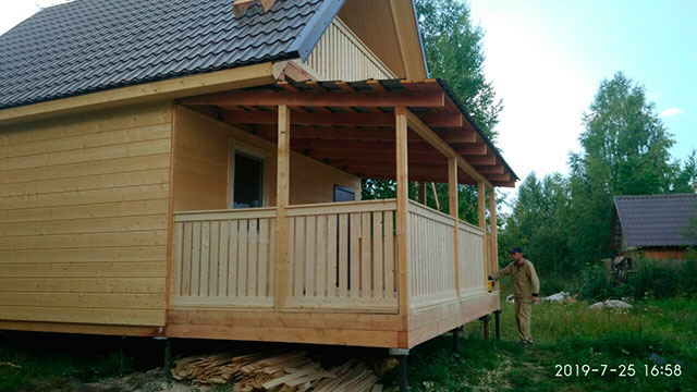 Дом 6х6 с верандой и балконом в Перми